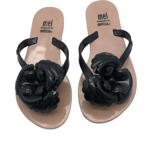 Mel By Melissa Slip On Sandals Flip Flops Little Girls Size 12 Pink Black